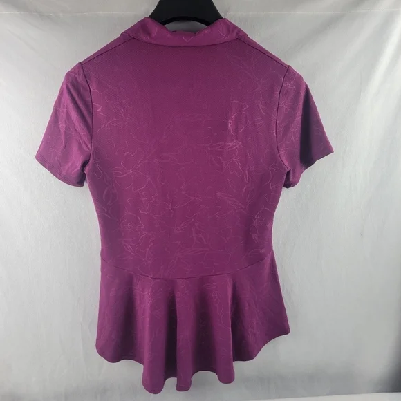 NWT Callaway Magenta purple floral embossed vneck Opti-dry polo XS - Picture 6 of 10